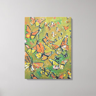 Toile Expressionniste d'essaim de papillons monarques