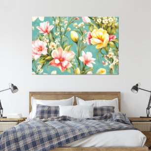 Toile Exquise rose, Magnolia Jaune aux fleurs blanches