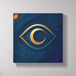 Toile Eye & Crescent Wall Art – Mystical Modern Abstract