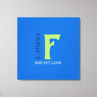 Toile F Monogramme Premier Bat mitzvah de barre Carte d'