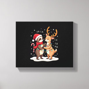 Toile Fa La La Lama Xmas Lumières Paresseux à Cheval Lam