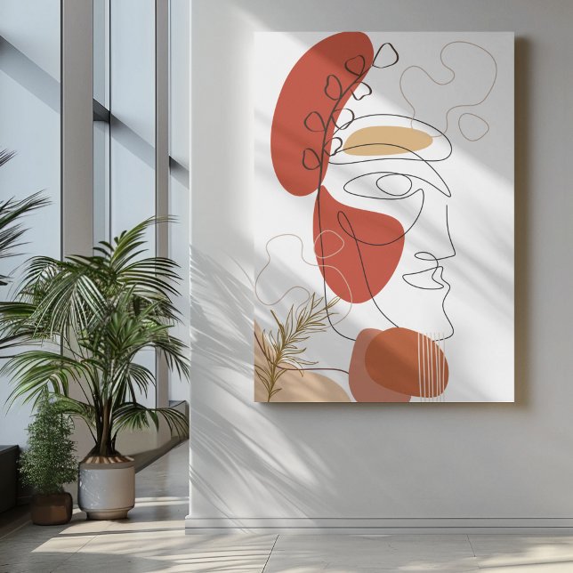 Toile Face Abstraite avec feuilles de Bob rouge et orang (Créateur téléchargé)