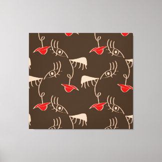 Toile Face de femme à une ligne : motif abstrait.