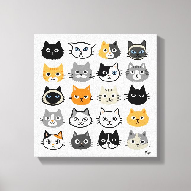 Toile Faces de chat | Chats mignons, amusants et ennuyeu (Recto)