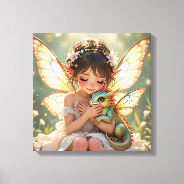 Toile Fairy and Dragon | Chibi Anime Fairy Tale (Recto)