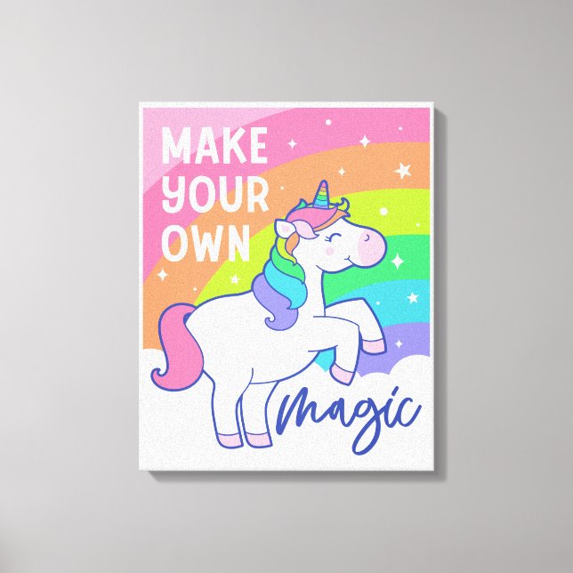 Toile Faites votre propre magie | Cute Unicorn (Recto)