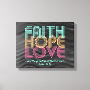 Toile Faith Hope Love Christian Bible Verse Retro