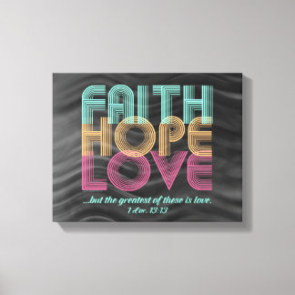 Toile Faith Hope Love Christian Bible Verse Retro