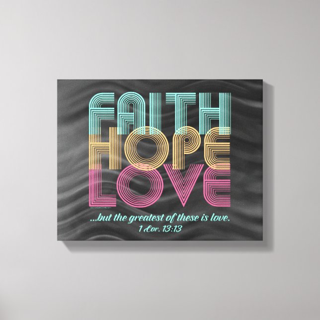 Toile Faith Hope Love Christian Bible Verse Retro (Recto)