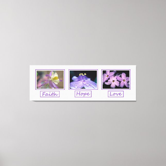 Toile Faith Hope Love Flowers Enveloppé Canvas Imprimer (Recto)