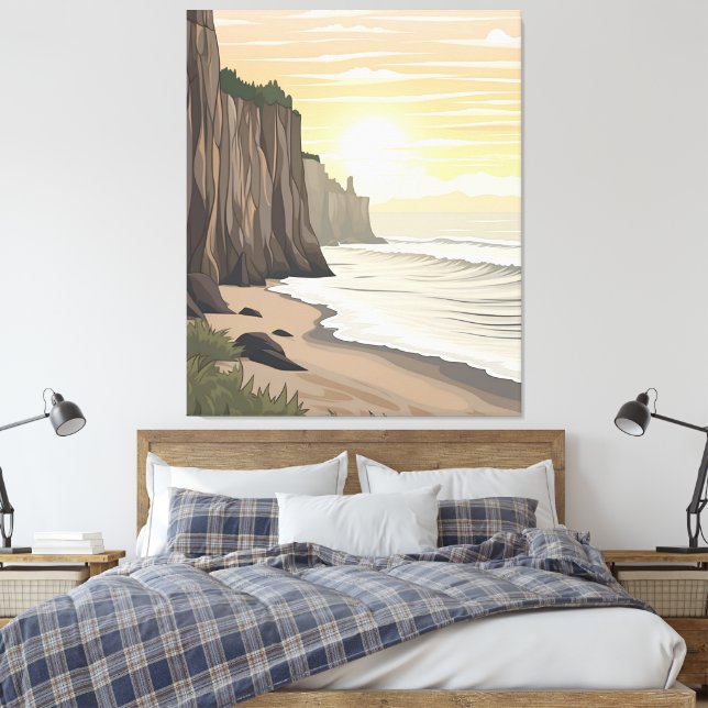 Toile Falaises De Coucher D'Or Surplombant Un Océan Séré (Insitu(Chambre))