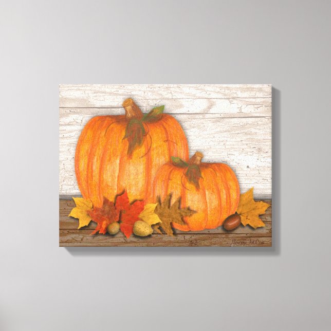 Toile Fall Pumpkins Wrapped Canvas (Recto)
