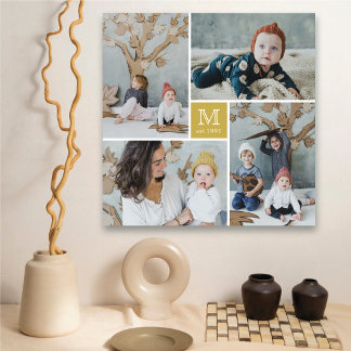 Toile Famille Carré moderne Monogramme Photo Collage Can