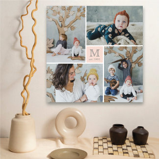 Toile Famille Carré moderne Monogramme Photo Collage Can