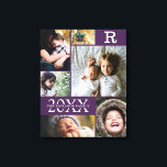 Toile Famille de blocs de couleur violet moderne 6 Photo<br><div class="desc">Moderne violet couleur bloc Famille 6 Photo Collage - avec nom de famille personnalisé, année, et lettre initiale, le tout arrangé dans une élégante grille. Ce design moderne et élégant présente 6 de vos propres photos magnifiquement. Disponible dans plusieurs coloris pour correspondre à n'importe quel décor de chambre. Fait un...</div>