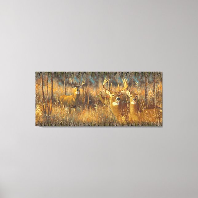 Toile Famille De Cerfs En Automne Matin Soleil (Recto)