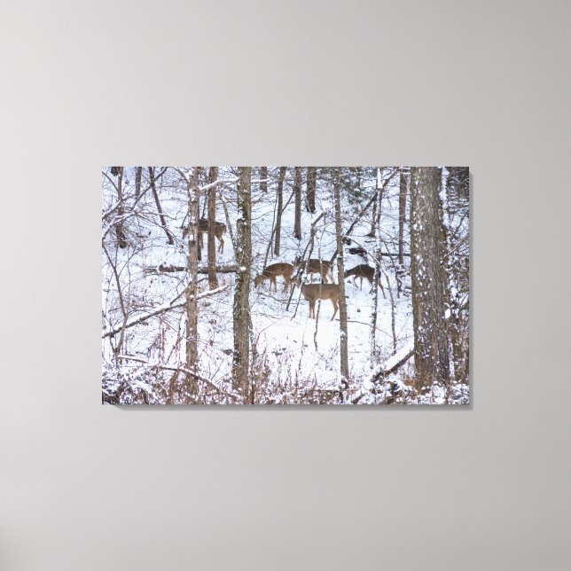 Toile Famille De Cerfs En Neige (Recto)