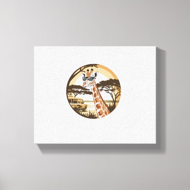 Toile Famille de girafes drôles Lunettes de soleil Zoo A (Recto)