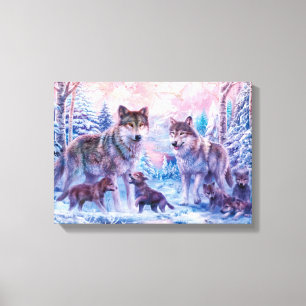 Toile Famille De Loups Peignant