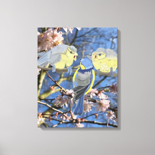 Toile Famille de poulet bleu et jaune (Recto)