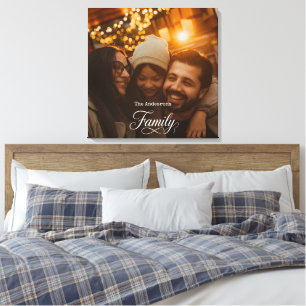 Toile Famille de script moderne Nom de photo personnalis