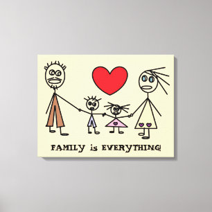 Toile FAMILLE est tout mignon Stick Figure Family