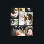 Toile Famille moderne Black Color Block 6 Photo Collage<br><div class="desc">Collection photo moderne Black Color Block Famille 6 - avec nom de famille, année et lettre initiale personnalisée, le tout arrangé dans une élégante grille. Ce design moderne et élégant présente 6 de vos propres photos magnifiquement. Disponible dans plusieurs coloris pour correspondre à n'importe quel décor de chambre. Fait un...</div>