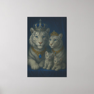 Toile Famille Royale de Tigre Blanc Saphir Bleu · Luxe F