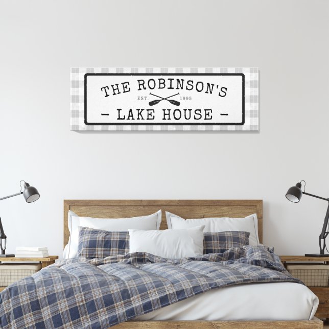 Toile Family Lake House Oars Pagaies Rustique Blanc Plai (Insitu(Chambre))