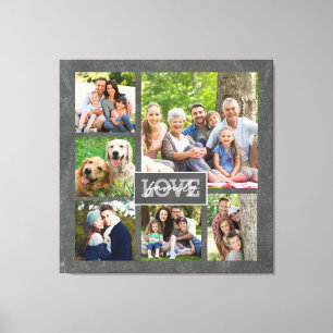 Toile Family Love Custom Photo Collage Modern Chalkboard