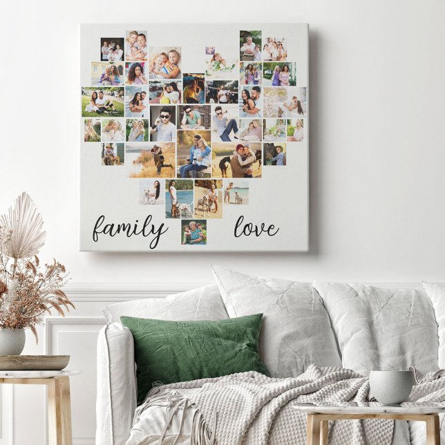 Toile Family Love Heart Formé 36 Photo Collage Canvas P (Créateur téléchargé)