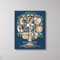 Family Tree Photo Collage 8 Photos Nom Dk Blue