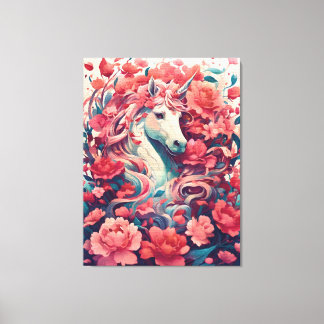 Toile Fantaisie d'art éthéré de licorne rose