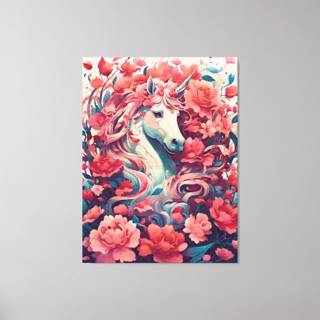 Toile Fantaisie d'art éthéré de licorne rose (Recto)
