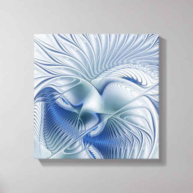 Toile Fantaisie dynamique Abstrait Tons bleus Art fracta (Recto)