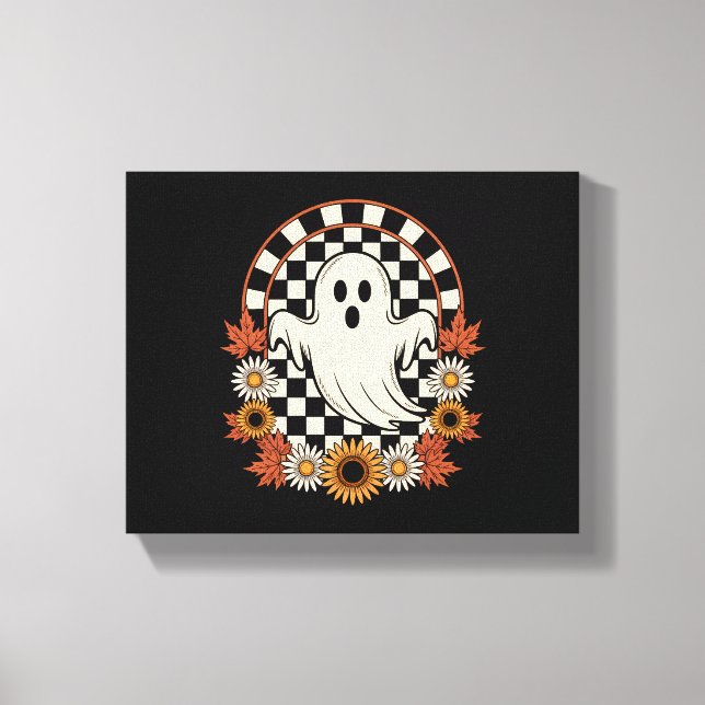 Toile Fantôme Floral Automne Bohème Halloween (Recto)