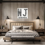 Toile Farmhouse Rustic State Code postal New Jersey<br><div class="desc">Ce panneau rustique est une façon simple de montrer votre amour pour la maison. Le code postal peut être personnalisé avec n'importe quel code postal dans l'état. Fait un grand cadeau. Créé par Simply Farmhouse Press.</div>