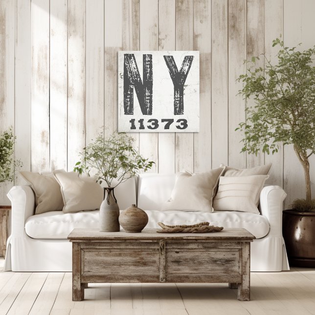 Toile Farmhouse Rustic State Code postal New York (Créateur téléchargé)