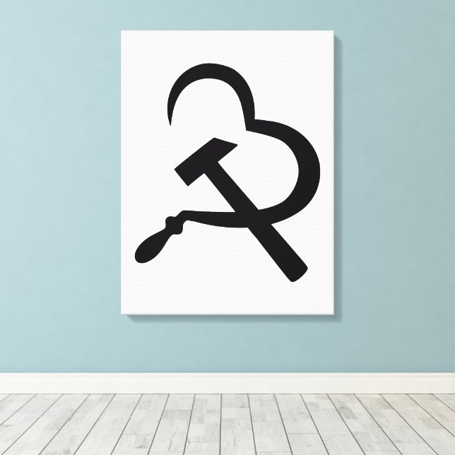 Toile Faucille Et Marteau, Cœur, Amour, Communisme (Insitu (Plancher de Bois))