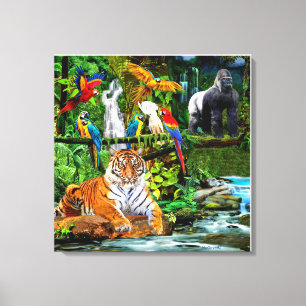 TOILE FAUNE ET FLORE DE LA FORÊT TROPICALE