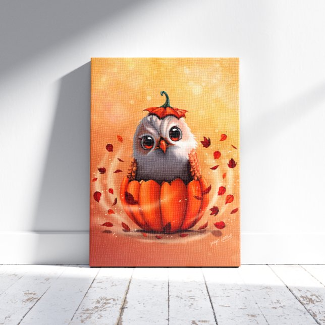 Toile Faune mignonne d'un hibou : Forêt d'automne (Créateur téléchargé)
