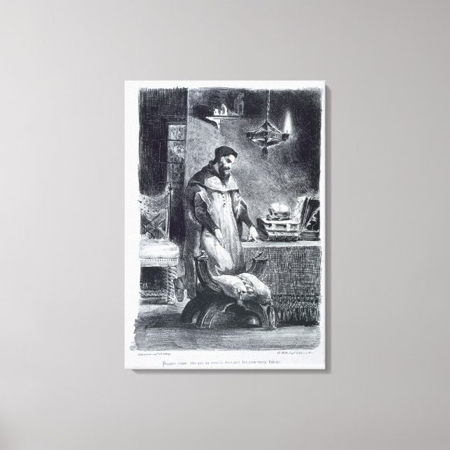 Toile Faust dans son étude, du Faust de Goethe, 1828, (Recto)