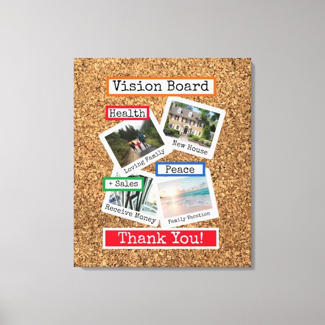 Toile Faux Cork Custom Photo Collage Vision Board (Recto)