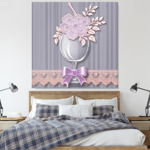Toile Faux Crochet Floral en Dentelle et Nœud Chambre à