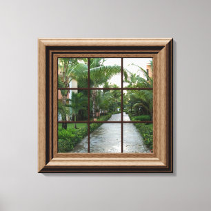 Toile Faux Fenêtre Vue Tropical Walkway Scène pacifique