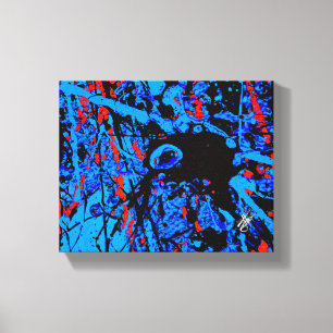 Toile Fear Blue Red Black Abstract Éclaboussure