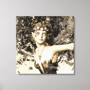 Toile Fée de printemps Bois Antique Photo Fantaisie Art