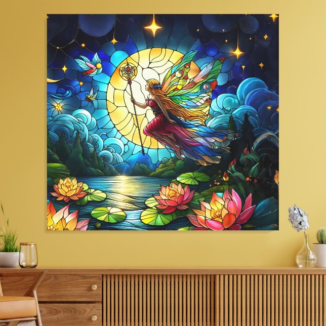 Toile Fée de vol au clair de lune en vitrail  (Insitu(Salon))