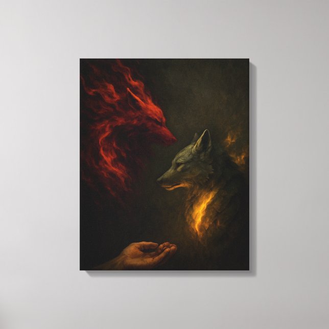Toile Feed the Right Wolf – Symbolic Canvas Art (Recto)