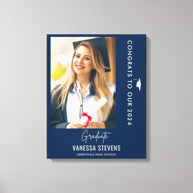 Toile Félicitations à notre photo 202X Graduate Navy (Recto)
